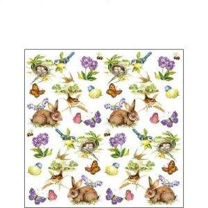 Ambiente Húsvéti Papírszalvéta - Nyuszi, Madár, Virág - 20 db, 25x25cm 137984956 - Ambiente
