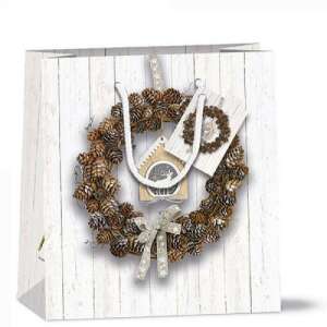 Pine Cone Wreath papír ajándéktáska 22x13x25cm 72829605 