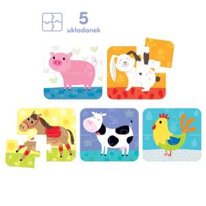 CzuCzu Tiere 5-in-1 Maxi Puzzle mit Schwein, Kaninchen, Pferd, Kuh und Huhn - Puzzle & Rätsel