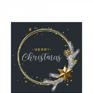 Ambiente Karácsonyi Papírszalvéta - Fekete-Arany - 25x25cm - 20db 137985166 - Ambiente