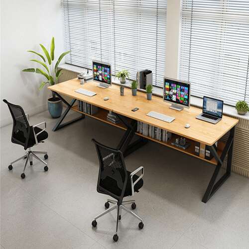Tarcal K72_80 desk with shelf, beech and black, modern design, home office desk