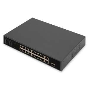 Digitus DN-95355 Gigabit Switch, 16-портов 10/100 Mbps PoE + 1G Combo + 1GE PoE Switch - Превключвател