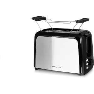 Emerio TO-123924 toaster, black with stainless steel accents, on a white background - Toaster
