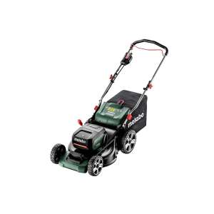 Metabo RM 36-18 LTX BL 46 cordless lawnmower, green and black, on white background - Metabo