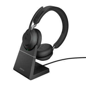 Jabra Evolve2 65 Microsoft Teams USB-C Bluetooth headset with charging stand, black - Jabra Headphone