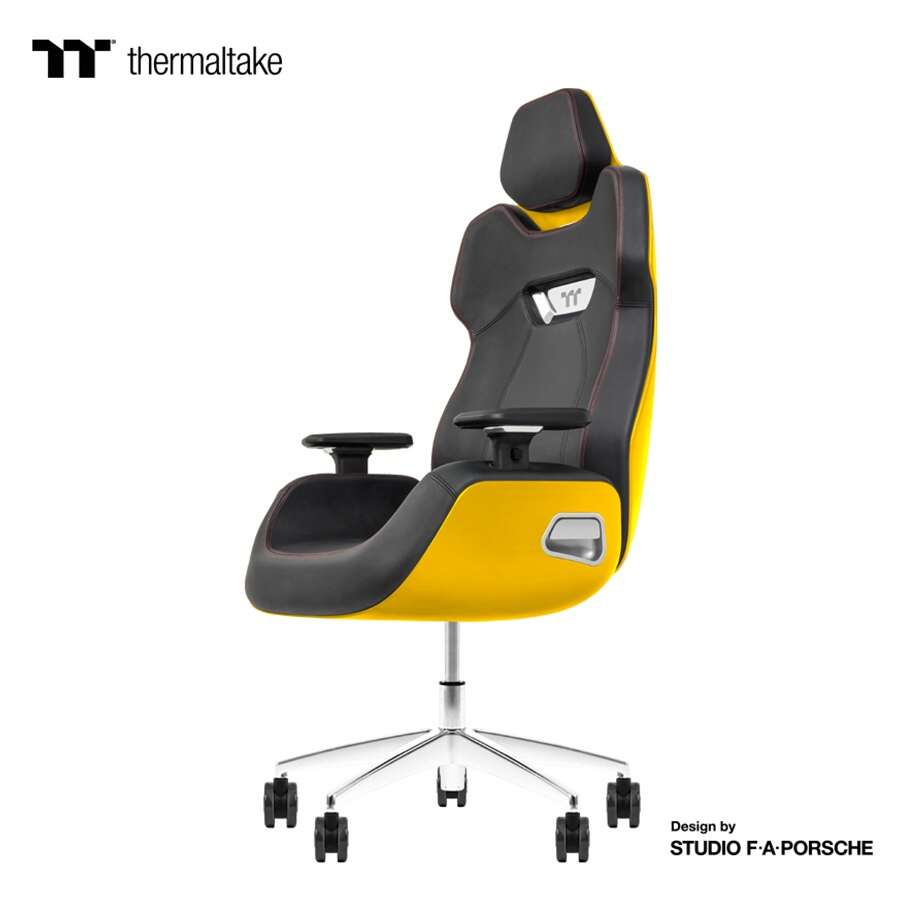 Thermaltake argent e700 valódi bőr gamer szék - fekete/sárga