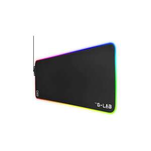 The G-Lab Pad Rubidium RGB USB Gaming Egérpad - XXL, ferde nézet, fekete, szivárványos RGB világítással - The G-Lab