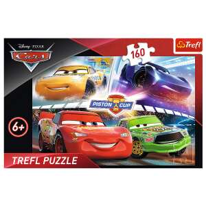 Puzzle Trefl Cars 160 de piese cu Lightning McQueen, Mater și Jackson Storm - Puzzle 3D & Puzzle cu burete