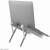Silver laptop stand with laptop on top, adjustable, portable, ergonomic, for desk, home office, work from home