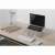 Laptop stand with laptop, keyboard, and mouse on top, silver, ergonomic, adjustable, portable, for desk, home office, work from home