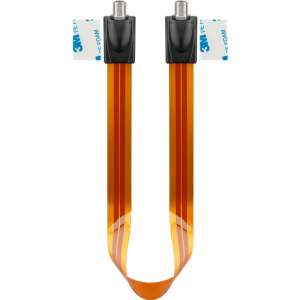 Goobay 67246 Kabel przedłużające antenowe typu F 0,5m - Pomarańczowy, płaski kabel z taśmą klejącą 3M do łatwej instalacji - Goobay