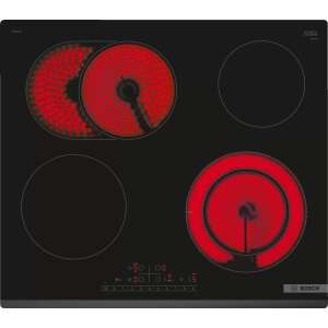 Czarna płyta ceramiczna Bosch PKN631FP2E z czterema strefami grzewczymi, dwie z nich są włączone - Płyta grzewcza