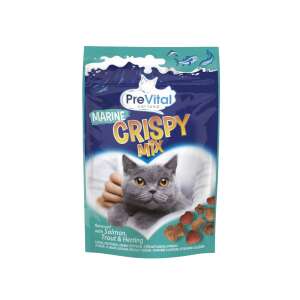 PreVital Marine Crispy Mix macska jutalomfalatok, 60g-os tasak, lazac, pisztráng és hering ízű, egészséges és finom macska csemege - PreVital