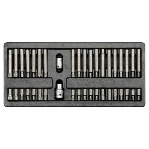 YATO 40 piece screwdriver bit set with 1/2" and 3/8" drive, includes hex, torx, spline bits