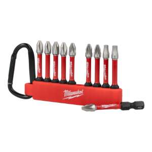Milwaukee Shockwave 10-piece 1/4" Hex Impact Duty Driver Bit Set with Carabiner - Tool Set
