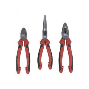 Milwaukee 3-piece pliers set, including diagonal cutting pliers, long nose pliers, and combination pliers - Pliers