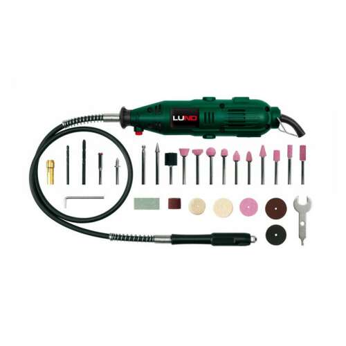 LUND forgószerszám flexibilis szárral és tartozékokkal csiszoláshoz, polírozáshoz, vágáshoz