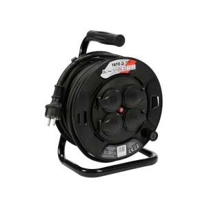 YATO 20m extension reel with 4 sockets, IP44 rated, black - Charger, Charging Cable, and Other Cable