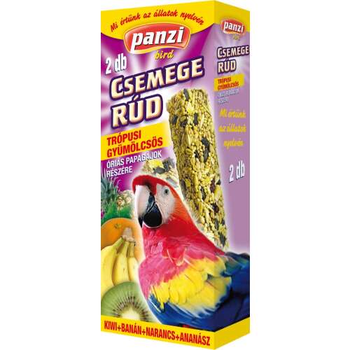 Panzi madár trópusi gyümölcsös csemege rúd óriás papagájoknak, 2 db