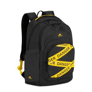 RivaCase Erebus 15.6 inch laptop backpack, black with yellow danger tape design - RIVACASE