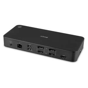 Stacja dokująca Lindy 43366 100W Universal, czarna, z wieloma portami, w tym DisplayPort, HDMI, USB-A, USB-C i Ethernet - Stacja dokująca
