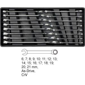 Set chei combinate YATO 16 piese în tavă, dimensiuni 6-21 mm, oțel CrV - Seturi scule și Scari
