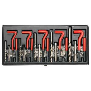 Комплект за ремонт на резби YATO 131 части, M5-M12, включва свредла, резбонарезни инструменти и вложки - Набор от инструменти