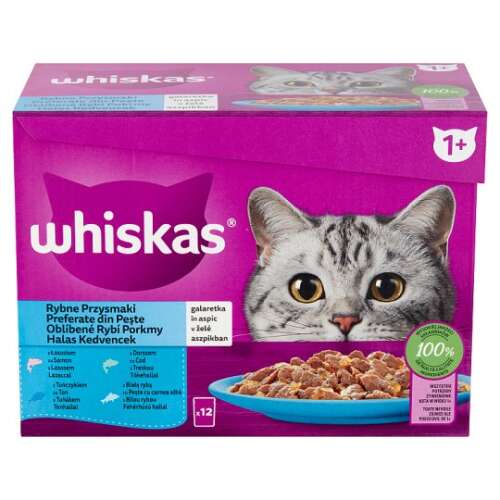 Whiskas 12er Pack Katzenfutter für Erwachsene in Aspik, Fisch-Sortiment, 12 x 85g