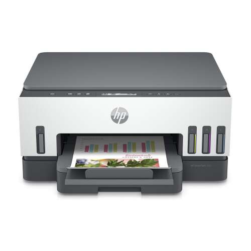 HP Smart Tank 7005 Wireless All-in-One Tintenstrahldrucker, weiß und grau, druckt ein Dokument