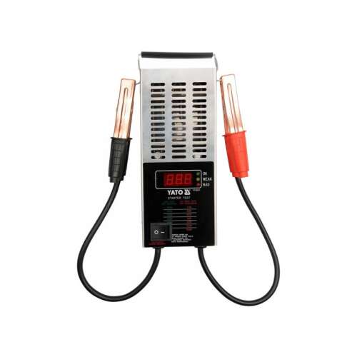 YATO 12V digitális akkumulátor teszter CCA 150-1400A, indító teszt, LED kijelző, piros és fekete bilincsek