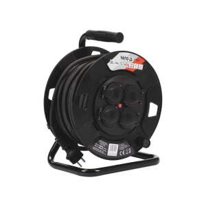 YATO 30m kábeldob 4 aljzattal, IP44, fekete - Töltő, töltőkábel és egyéb kábel