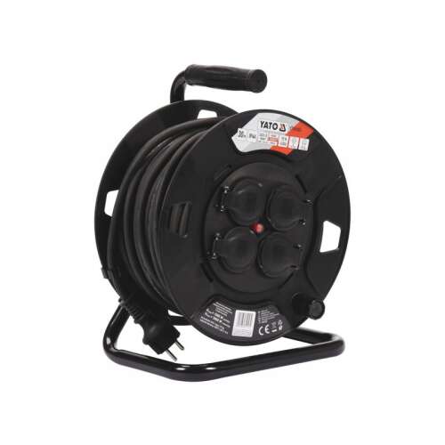 YATO 30m kábeldob 4 aljzattal, IP44, fekete