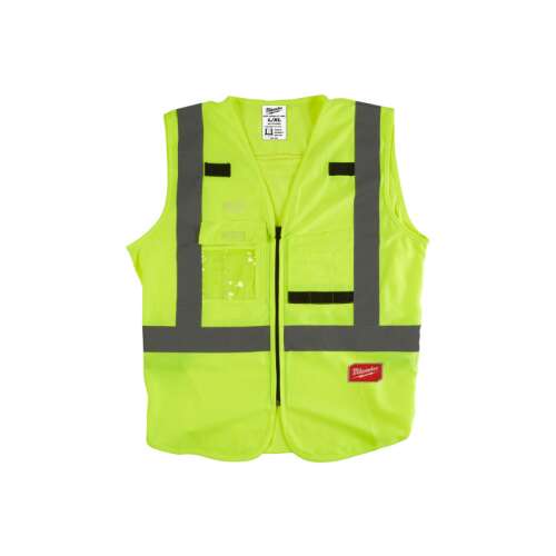 Vesta s vysokou viditeľnosťou Milwaukee, žltá, L/XL, 10 vreciek, Bezpečnostná vesta