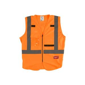 Milwaukee Sichtbarkeit Weste, Orange, L/XL, 10 Taschen, reflektierende Streifen, Sicherheitsweste - Arbeitsschutzkleidung