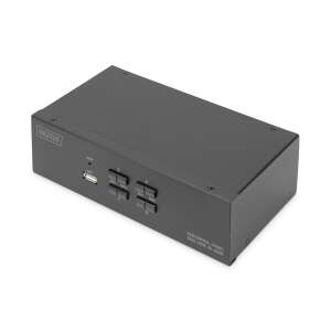 KVM prepínač Digitus DS-12883 so 4 portami s duálnym 4K HDMI výstupom, pohľad spredu - KVM prepínače