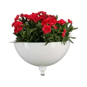 Gardena ClickUp! white flower pot with red flowers - Gardena