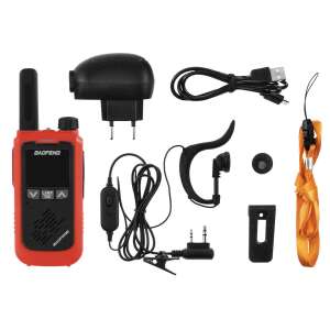 Baofeng T17 Walkie Talkie, rot, mit Zubehör, einschließlich Ladegerät, Headset, Lanyard und Clip - Walkie-Talkie