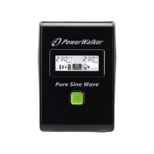 PowerWalker Line-Interactive 600VA 3x IEC C13 USV, Vorderansicht, reine Sinuswelle, LCD-Anzeige - Power Walker