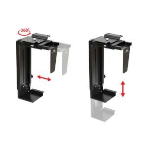 Maclean MC-713 B Untertisch-PC-Halterung, 360 Grad Drehung, höhenverstellbar, schwarz - Maclean