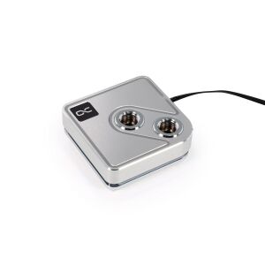 Alphacool Core 1 Aurora RGB CPU Chłodzenie wodne - Srebrny, widok pod kątem - Wentylator do PC