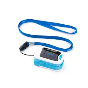Oromed Oro-Pulse fingertip pulse oximeter, blue, with lanyard - Pulse oximeter