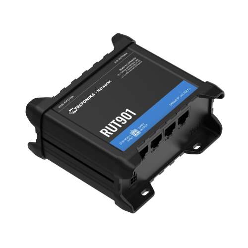 Teltonika RUT901 3G/4G router, fekete, ferde nézet