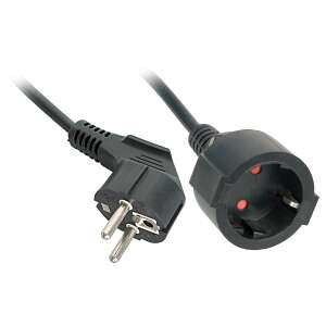 Lindy 10m black extension cable with Schuko plug and CEE 7/7 socket - Extension Cord