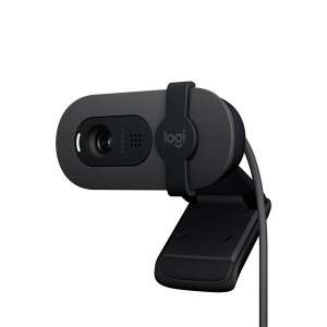 Logitech Brio 100 FullHD webcam, black, angled view - Logitech Webcam