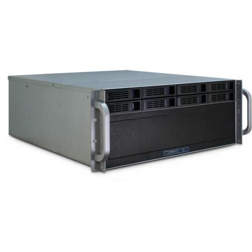 Inter-Tech 4U 4408 Server-Rack-Schrank, Vorderansicht, zeigt Frontplatte und Griffe