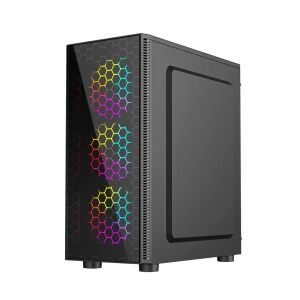 Изглед под ъгъл на Gembird Fornax 500 RGB Геймърска кутия за компютър - Gembird