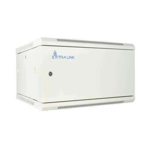 Extralink 19 Zoll 6U Wandmontage-Rackschrank, grau, schräger Blick