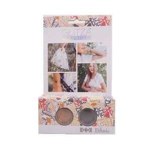 Glitza Fashion Ethnic glitter tattoo starter kit with two pots of glitter in gold and black, featuring folk patterns - Tattoo