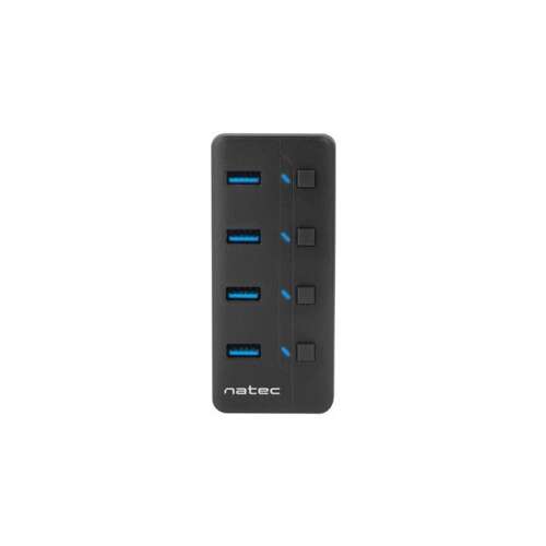 Natec Mantis 2 USB 3.0 Hub, 4 Port, schwarz, Vorderansicht