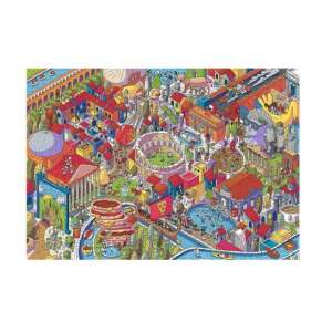 Trefl Eye Spy Képzelő Városok Róma 1000 darabos kirakós, a kész kirakós egy színes illusztrációt mutat Róma városáról - Trefl Puzzle